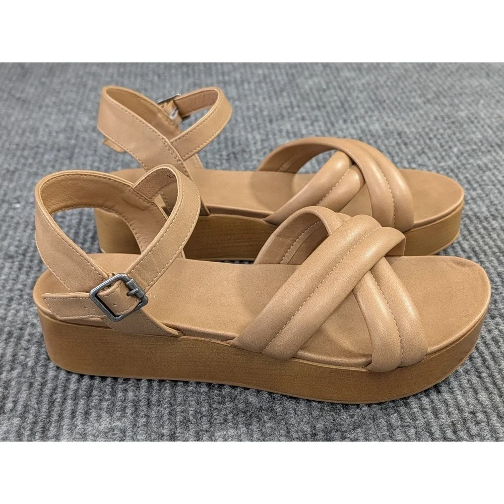 American Eagle Chunky Platform Sandal Womens 9.5 Tan Minimalist‎ Casual Resort